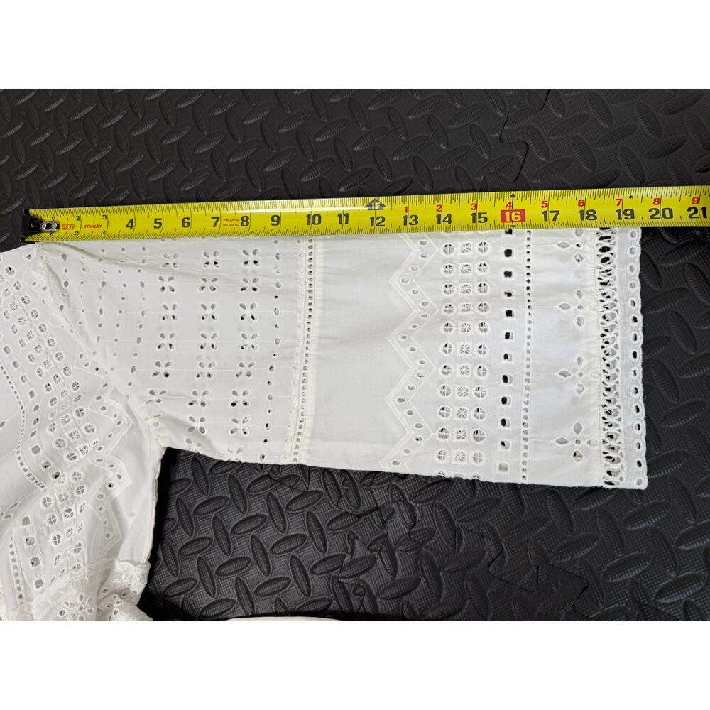 Zara White 100% Cotton Eyelet Dress Ruffle Embroidery Cottagecore Boho XS - Picture 10 of 10